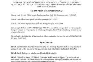 Quyết định 06/2016/QĐ-UBND quy chế phối hợp dịch vụ công trực tuyến đầu tư Đồng Nai