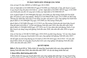 Quyết định 397/2016/QĐ-UBND điều chỉnh quy hoạch phát triển cụm công nghiệp Quảng Ninh