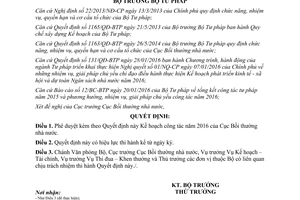 Quyết định 170/QĐ-BTP kế hoạch công tác Cục Bồi thường nhà nước 2016
