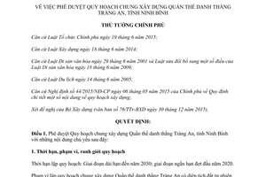 Quyết định 230/QĐ-TTg quy hoạch chung xây dựng Quần thể danh thắng Tràng An Ninh Bình 2016