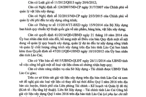 Công bố 37/CBLS-XD-TC giá vật liệu xây dựng Quý I Lào Cai 2016