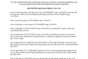 Quyết định 455/QĐ-BGTVT điều chỉnh quy hoạch chi tiết cảng hàng không Lào Cai 2016