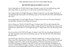 Quyết định 432/QĐ-BGTVT công bố mở cảng cạn Tân Cảng Nhơn Trạch 2016