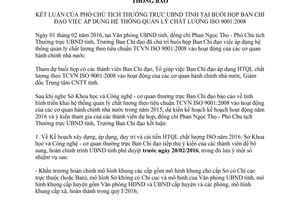Thông báo 35/TB-UBND áp dụng hệ thống quản lý chất lượng ISO 9001 2008 Thừa Thiên Huế 2016