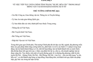 Công điện 242/CĐ-TTg chấn chỉnh xe dù bến cóc trong hoạt động vận tải hành khách bằng xe ô tô hàn