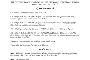 Quyết định 445/QĐ-BYT Kế hoạch ứng dụng phát triển công nghệ thông tin 2016 2020