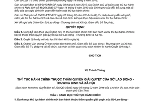 Quyết định 328/QĐ-UBND công bố thủ tục hành chính thẩm quyền Sở Lao động Cần Thơ 2016