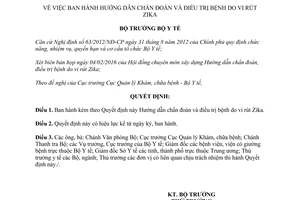 Quyết định 439/QĐ-BYT Hướng dẫn chẩn đoán điều trị bệnh do vi rút Zika