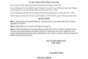 Quyết định 324/QĐ-UBND 2016 Chương trình cải cách hành chính An Giang 2016 2020