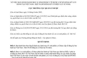 Quyết định 53/QĐ-QLD sinh phẩm y tế được cấp số đăng ký lưu hành 2016