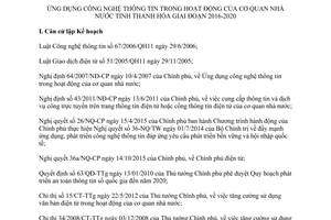 Kế hoạch 22/KH-UBND ứng dụng công nghệ thông tin cơ quan nhà nước Thanh Hóa 2016 2020