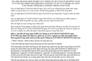 Thông tư 01/2016/TT-BNNPTNT sửa đổi 57/2012/TT-BNNPTNT chất cấm Beta agonist chăn nuôi