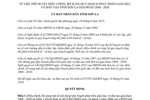 Quyết định 350/QĐ-UBND điều chỉnh quy hoạch phát triển giáo dục đào tạo Sơn La 2008 2020