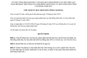 Quyết định 153/QĐ-UBND văn bản quy phạm pháp luật hết hiệu lực Cao Bằng 2015 2016