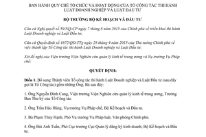 Quyết định 153/QĐ-BKHĐT tổ chức hoạt động tổ công tác thi hành luật doanh nghiệp luật đầu tư 2016