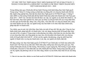 Chỉ thị 06/CT-TTg tiếp tục thực hiện Nghị quyết 45/NQ-CP chiến lược phát triển thanh niên 2016