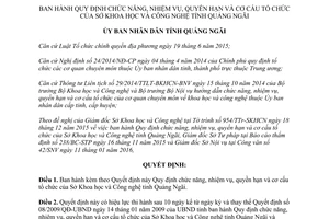 Quyết định 07/2016/QĐ-UBND chức năng nhiệm vụ quyền hạn cơ cấu Sở Khoa học Công nghệ Quảng Ngãi