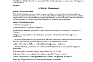 Circular 08/2016/TT-BCA regulations on security uniforms for agencies enterprises