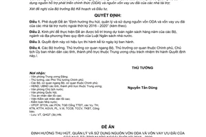 Quyết định 251/QĐ-TTg đề án định hướng thu hút quản lý sử dụng nguồn vốn ODA vốn vay ưu đãi 2016 2020