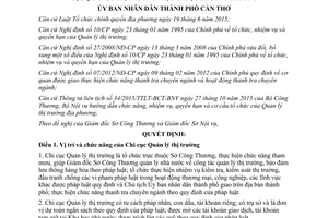 Quyết định 03/2016/QĐ-UBND chức năng nhiệm vụ quyền hạn tổ chức chi cục quản lý thị trường Cần Thơ