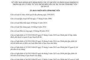 Quyết định 03/2016/QĐ-UBND phân cấp uỷ quyền phân giao nhiệm vụ quản lý đầu tư xây dựng Phú Yên