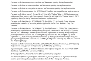Circular No. 26/2016/TT-BTC incentive policies applicable Con Dao Ba Ria Vung Tau
