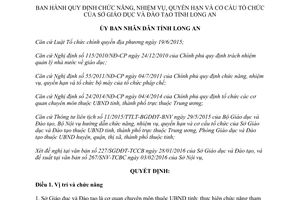 Quyết định 08/2016/QĐ-UBND chức năng nhiệm vụ quyền hạn cơ cấu tổ chức Sở Giáo dục Đào tạo Long An