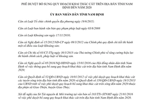 Quyết định 04/2016/QĐ-UBND phê duyệt bổ sung quy hoạch khai thác cát Nam Định