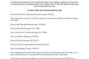 Quyết định 05/2016/QĐ-UBND phối hợp phòng chống vi phạm pháp luật thông tin truyền thông Hà Nội