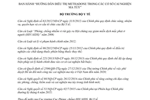 Quyết định 493/QĐ-BYT hướng dẫn điều trị methadone cơ sở cai nghiện ma túy 2016