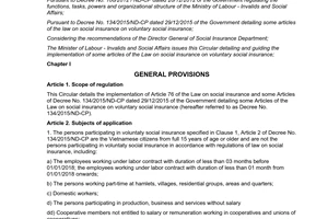 Circular No. 01/2016/TT-BLDTBXH detailing guiding on social insurance on voluntary social insurance
