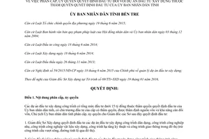 Quyết định 10/2016/QĐ-UBND quyết định đầu tư dự án đầu tư xây dựng thẩm quyền Ủy ban tỉnh Bến Tre