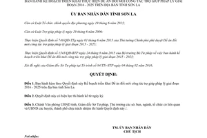 Quyết định 376/QĐ-UBND đề án đổi mới công tác trợ giúp pháp lý Sơn La 2016 2025