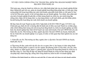 Chỉ thị 06/CT-UBND chấn chỉnh công tác thanh tra kiểm tra doanh nghiệp Nghệ An 2016