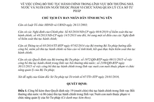 Quyết định 419/QĐ-UBND thủ tục hành chính bồi thường nhà nước nuôi con nuôi sở tư pháp Hưng Yên 2016