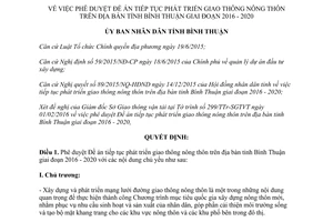 Quyết định 466/QĐ-UBND phát triển giao thông nông thôn Bình Thuận giai đoạn 2016 2020