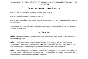 Quyết định 05/2016/QĐ-UBND quy định hoạt động đo đạc bản đồ Quảng Nam