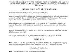 Quyết định 374/QĐ-UBND thủ tục hành chính đã chuẩn hóa trợ giúp pháp lý công chứng tư pháp 2016