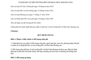 Nghị định 12/2016/NĐ-CP phí bảo vệ môi trường khai thác khoáng sản 2016