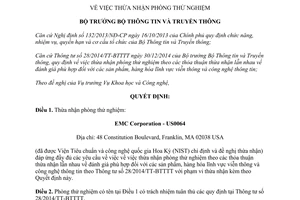 Quyết định 241/QĐ-BTTTT thừa nhận phòng thử nghiệm 2016