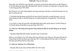 Công văn 325/BTTTT-TTTT triển khai cung cấp dịch vụ công trực tuyến 2016