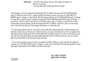 Công văn 235/TTg-KTN dự án đường sắt đô thị Hồ Chí Minh tuyến số 5 2016