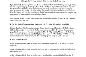Công văn 383/BTP-TGPL chỉ tiêu vụ việc tham gia tố tụng cho trợ giúp viên pháp lý 2016