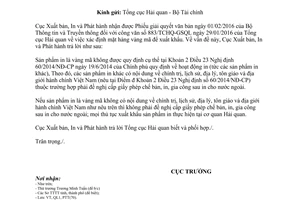 Công văn 94/CXBIPH-QLI xuất khẩu giấy vàng mã