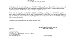 Công văn 1030/VPCP-KTTH xử lý nợ thuế của công ty Interserco 2016