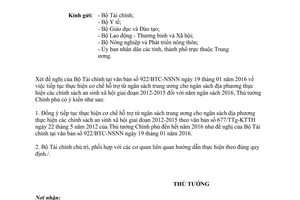 Công văn 264/TTg-KTTH ngân sách trung ương hỗ trợ địa phương an sinh xã hội 2012 2015 2016