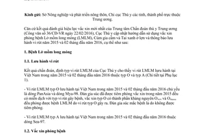 Công văn 262/TY-DT 2016 lưu hành sử dụng vi rút lở Cúm gia cầm Tai xanh  lở mồm long móng