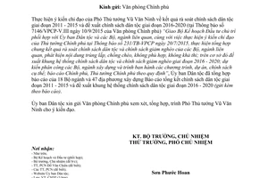 Công văn 143/UBDT-CSDT kết quả chính sách dân tộc 2011 2015 đề xuất khung 2016 2020