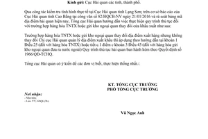 Công văn 1329/TCHQ-GSQL thay đổi cửa khẩu xuất hàng hóa tạm nhập tái xuất gửi kho ngoại quan 2016