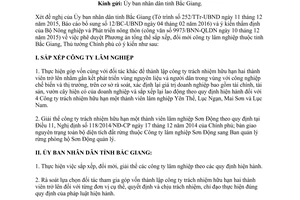 Công văn 326/TTg-ĐMDN phương án tổng thể sắp xếp đổi mới công ty lâm nghiệp Bắc Giang 2016